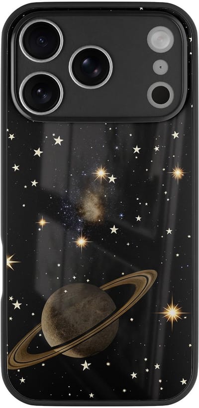 Hoesje geschikt voor Apple iPhone 17 Pro Max - Space - Roze - TPU luxe case (glossy toplaag) - Print - Hardcase backcover zwart