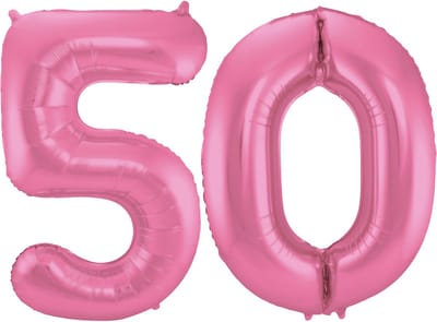 Folat Verjaardag Leeftijd folieballon - 50 jaar - roze - 86 cm - cijferballon groot - Abraham / Sarah