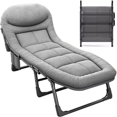 Opvouwbaar Ledikant - Camping Bed - Buiten Ontspannen - 6 Posities Instelbaar - 200 x 65 cm - Zwart