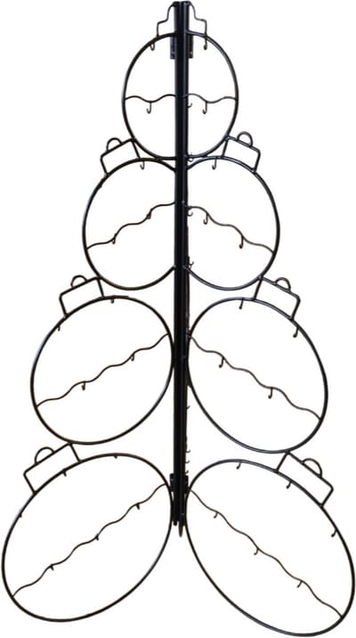 House of Seasons Kerstdecoratie kerstboom metalen kerstballen zwart H70xD48cm