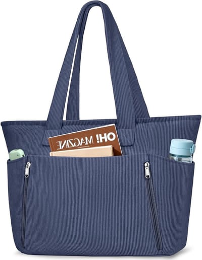 Dames tote bags van corduroy, grote schoudertas voor school en werk, ideaal voor laptop, winkelen en reizen