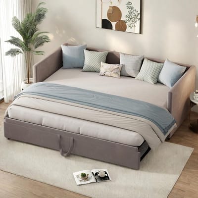 Uittrekbaar Dagbed 90/180x200 cm met Logeerbed - Slaapbank voor Volwassenen en Gasten