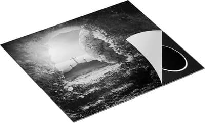 Chefcare Inductie Beschermer Kruisiging bij Zonsopgang - Opstanding Jezus - Zwart Wit - 60x50 cm - Afdekplaat Inductie - Kookplaat Beschermer - Inductie Mat