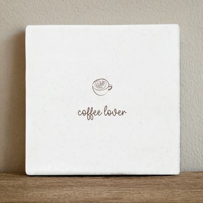 Koffieliefhebber Decoratieve Keramische Tegel 15x15 cm – Minimalistische Koffiekop Wanddecoratie voor Keuken & Koffiehoek
