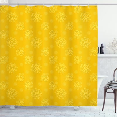 ABAKUHAUS Zomer douchegordijn – Sun Sketchy – 175x200 cm – Geel