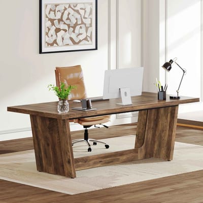 CORE Bureau - Executive bureau - Trapeziumvormig design - Computertafel - Werktafel - Werkplek - 180x80x75cm - Donker bruin