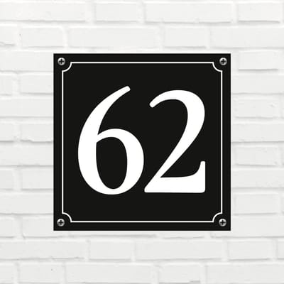 Huisnummerbord Mat zwart Deluxe - Nummer 62 - incl. bevestiging
