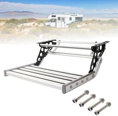 Inklapbare RV Trap - Opvouwbare Camper Trede - Veilige Instap Creëren - Antislip Aluminiumlegering - 150 kg draagvermogen - Grijs
