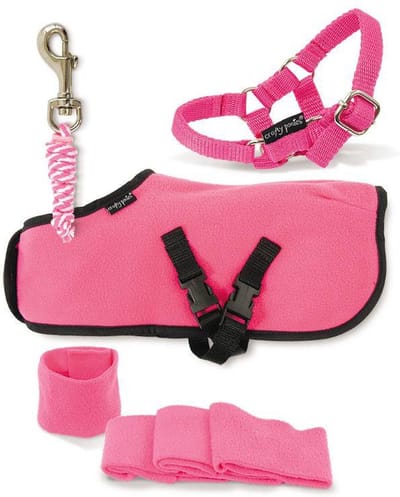 Crafty Ponies fleece SET ROZE deken, bandages, halster & halstertouw