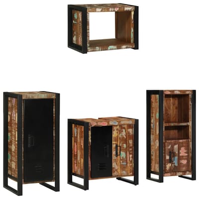 vidaXL Badkamermeubel Set met lade 4 pcs Massief Gerecycleerd Hout