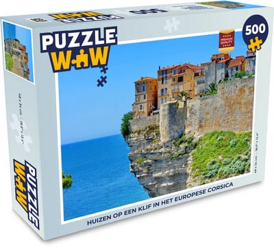 Puzzel Huizen op een klif in het Europese Corsica - Legpuzzel - Puzzel 500 stukjes