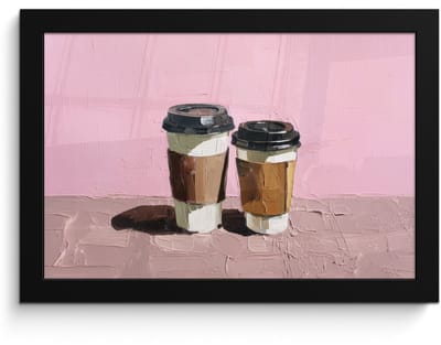 Poster in lijst - Fotolijst 30x20 cm - Posters - Koffiebekers - Deksel - Verf - Textuur - Posterlijst zwart - Decoratie - Wanddecoratie woonkamer - Muurdecoratie slaapkamer