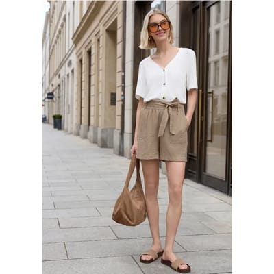 High Waist shorts met riem