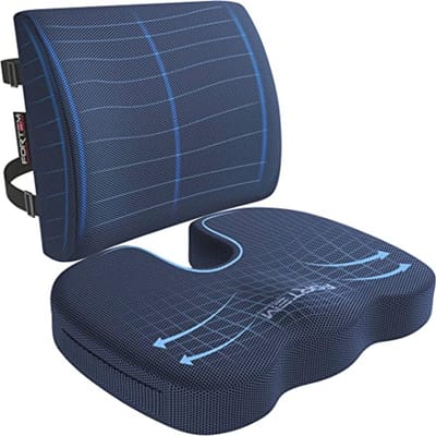 Stoelkussen en Steun - Lendensteun Kussen - Comfortabel Zitten - Vormvast Geheugenschuim - 45x35 cm - Blauw