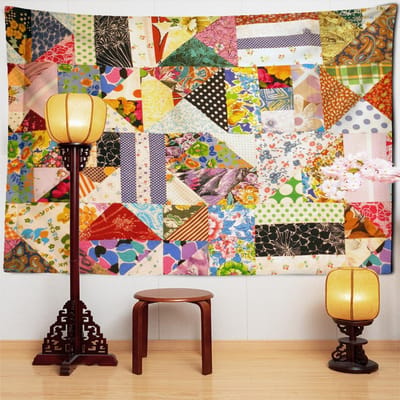 Mozaïek Wandtapijt Wandhanger Boheemse Hekserij Bloemenkunst Hippie Afdrukken TAPIZ Slaapkamer Kamer Woondecoratie 95x70cm black