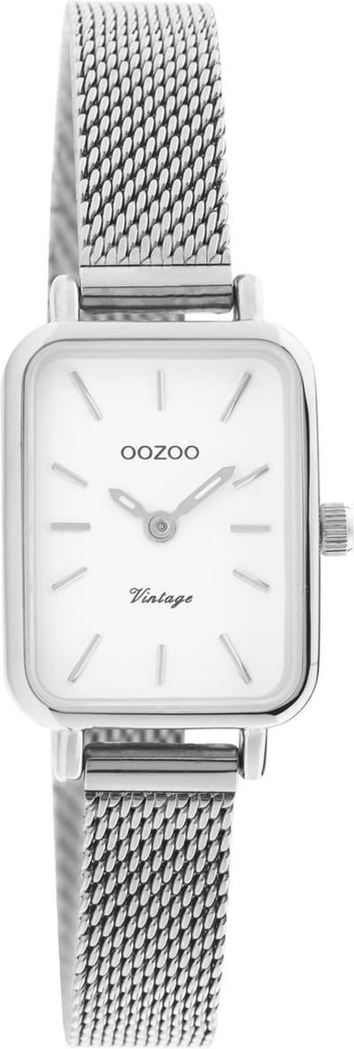 OOZOO Vintage series - zilverkleurige horloge met zilverkleurige metalen mesh armband - C20266