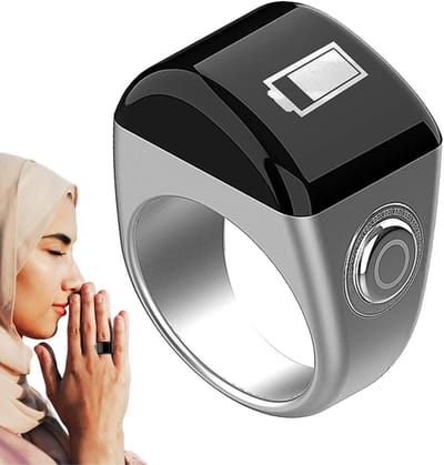 Vingerteller Gebedsteller - Digitale Teller Ring - Spirituele Discipline - Helder Display - 18 mm - Zilverkleurig