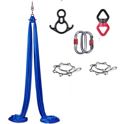 1.5x8M Aerial Yoga Swing Hangmat Set Nylon Thuis Buiten Fitness Yoga Uitrusting Hangmat Acrobatische Dans voor Gymnast Body Building blauw