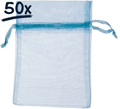 50 organza zakjes (8x10)cm met trekkkoord cadeauzakjes caseautasje snoepzakje bruiloft bedankje weggeefgeschenk feestartikel knutsel hobby versiering feestdecoratie