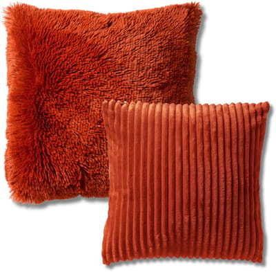 KUSSENSET - 2-delig - Cosy Layers - 60x60 cm, 45x45 cm - inclusief binnenkussens - oranje