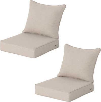 Terraskussens Set - Zitkussens Rugkussens - Buiten Zitten - Waterafstotend UV-bestendig - 22x24x4.5 Inch - Rivierbedding