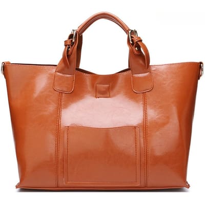 Nieuwe Zomerse Dames Tas Europese en Amerikaanse Eenvoudige en Elegante Éénschouder Moeder-kind Tas Echt Lederen Handtas brown