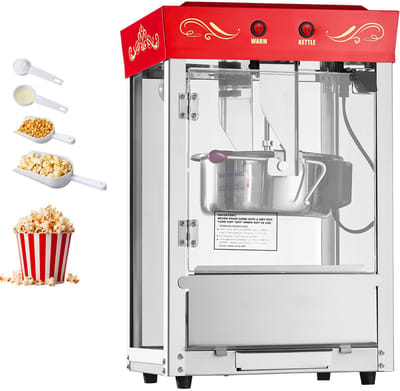 Popcornmachine 800W Popcornmaker 48 Kopjes Capaciteit Rood Commercieel