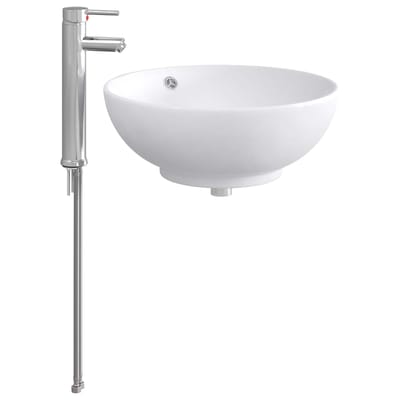 vidaXL - Badkamer - wastafel - met - kraan - en - afvoer - Chroom - 44 - x - 44 - x - 16 - cm