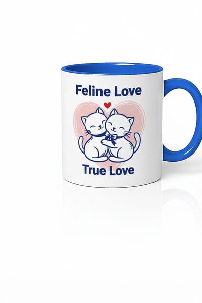 Mok Feline Love True Love - Lieve Katten Liefdesmok - Romantisch Cadeau voor Kattenliefhebbers