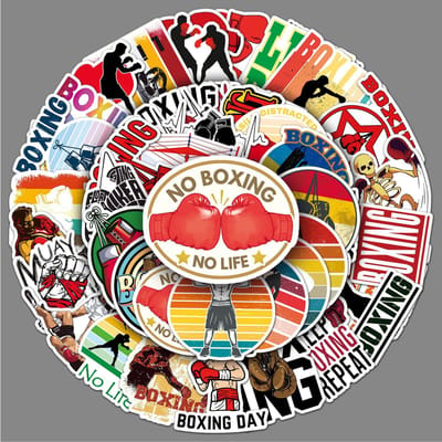 50 stuks Sportstickers Cartoon Boksen Graffiti Waterdichte Decoratie Stickers Doe-het-zelf Laptop Telefoon Gitaar Auto Fiets Skateboard Speelgoed Cadeau black