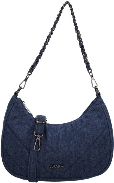 Charm London Hollywood Schoudertas - Crossbody - Katoen - Spijkerstof - Praktisch - Blauw