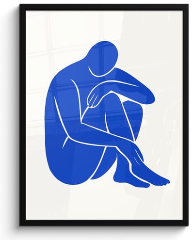 Poster in lijst - Fotolijst 60x80 cm - Posters - Lichaam - Abstract - Blauw - Posterlijst zwart - Decoratie - Wanddecoratie woonkamer - Muurdecoratie slaapkamer