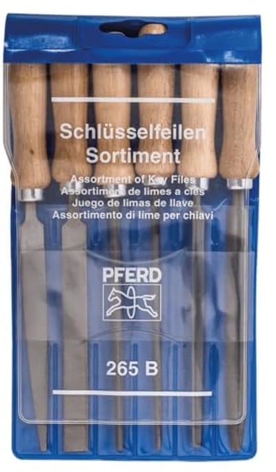 Sleutelvijlset 100 mm - 6 vijlen in kunststof tas voor lichte vijlwerkzaamheden