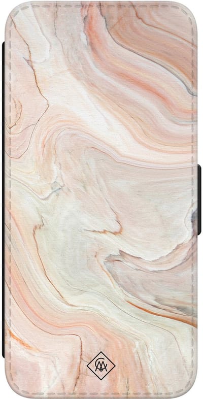 Casimoda® bookcase - Geschikt voor Samsung Galaxy S24 - Hoesje met pasjeshouder - Marmer Waves - Bruin/beige - Kunstleer