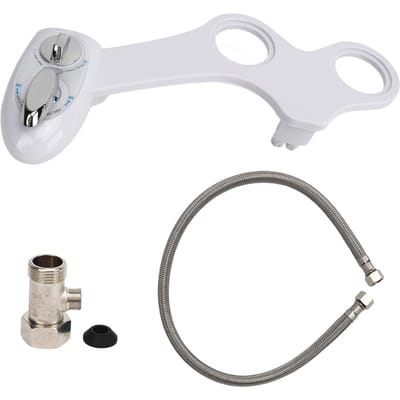 Badkamer bidet met dubbele sproeikop voor koud water, verstelbare bidetopzetstuk met slang.