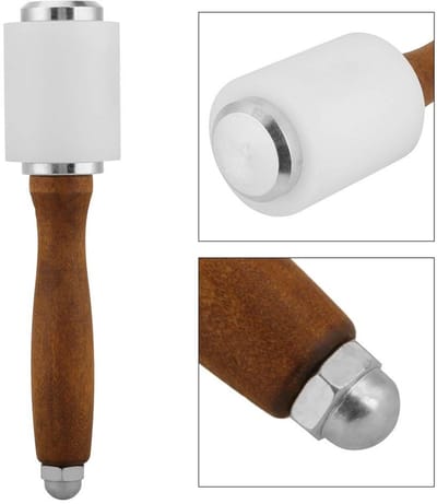 Dailygoods- Houten Hamerhandvat - Robuust/Natuurlijk Hout - Nylon/Staal - Lichtgewicht - Comfortabel - Voor Leerbewerking - Lederen Hamer