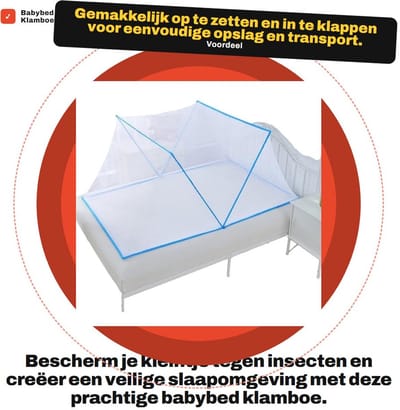 Dailygoods- Babybed Klamboe Opvouwbaar - Duurzaam Net - Polyester - Universele Pasvorm - Zomercomfort - 125 x 70 x 50 cm - Bedtent