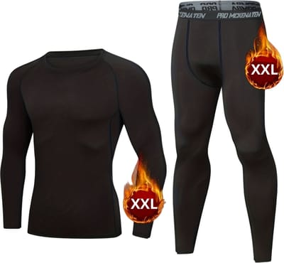 Livano Thermokleding - Thermo - Thermoshirt - Thermobroek - Beenverwarmers - Heren - Fleece - Set - Broek + Shirt - Grijs - Maat XXL