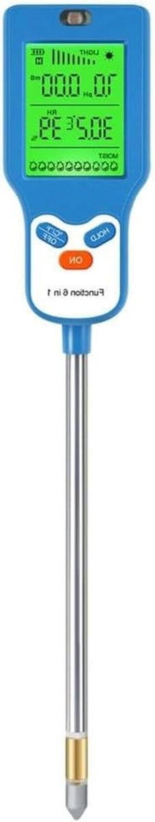 Grond PH Meter - Bodemmeter Tuin - Planten Verzorgen - 6-in-1 Analyse - 30 x 6 x 2 cm - Zwart