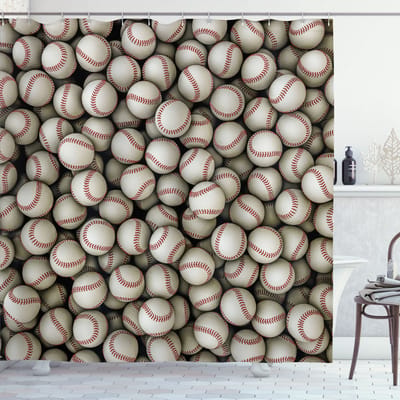 New Bed, Sport Baseball Sport Embleem Kunst Douchegordijn Badkamer Decor Set met Haakjes, 175 cm B 213 cm L