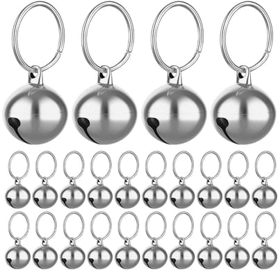 Halsbandbelletjes voor Hond & Kat - 24 Stuks - Zilverkleurig - Met Bevestigingsoog - Voor Halsbanden, Training, DIY & Decoratie
