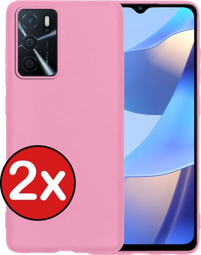 Hoesje - 2 Stuks - Geschikt voor OPPO A16s - Sterk & Shockproof - Telefoonhoes - Back Cover - Case Siliconen - Telefoon Hoes - Lichtroze