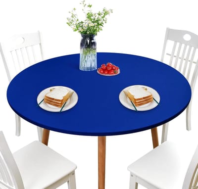 Ronde Tafelhoes - Beschermhoes Tafel - Bescherming Tafelblad - Elastische Rand - 60 Inch - Blauw