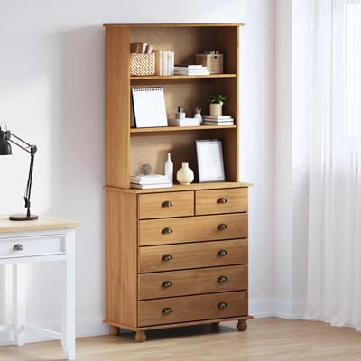 vidaXL - Hutch - ASKIM - Honingwas - 91 - x - 40 - x - 200,5 - cm - Massief - grenenhout