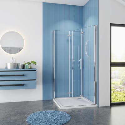 Serie Poppy - Douchecabine Vierkant - 100x100 Dubbele Vouwdeur - Chroom - 6mm Helder Veiligheidsglas - Antikalk