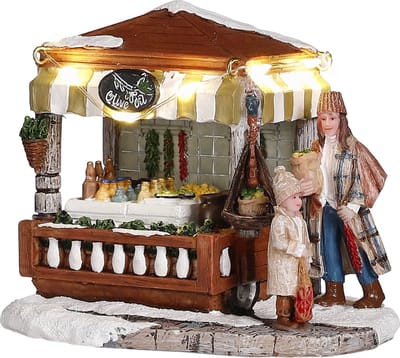 Luville - Olives market battery operated - l12xb9xh10cm - Kersthuisjes & Kerstdorpen