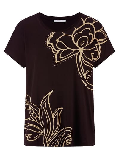 T-shirt ronde hals Van Peter Hahn zwart