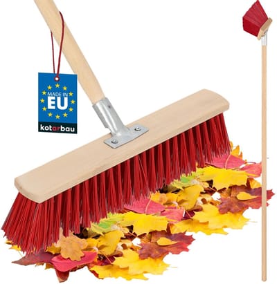 KOTARBAU® Bezemkop, Straatbezem, 43 cm, Veegbezem, Buitenbezem, Harde Nylonborstels, Tuinbezem, Stevige Straatbezem, Harde Bezem voor Buiten, met Steel, Hout, PVC