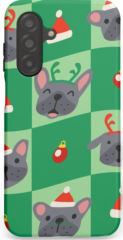 Casetastic hoesje geschikt voor Samsung Galaxy A26 - Dubbellaagse bescherming - Schattige Kersthondjes - Fashion Case - Groen Grijs
