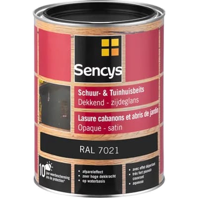 Sencys Tuinhoutbeits Tuinhuis En Schutting Dekkend Zijdeglans Ral7021 2,5l